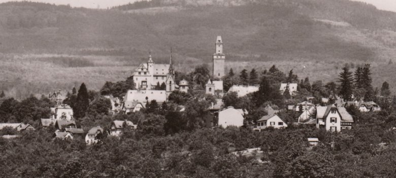 Schwarz-Weiss-Aufnahme mit Blick auf Kronberg