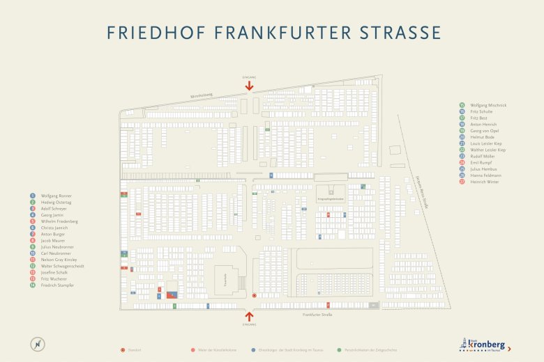 Oberer verzierter teil einer Urkunde mit Kronberger Stadtwappen und Pflanzen als Verzierung