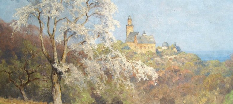 Nelson G. Kinsley, Apfelblüte in Kronberg, Öl/Lw. Stiftung Kronberger Malerkolonie (Ausschnitt)
